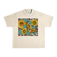Sandshell turquoise sunflowers with gemstones Urban Heavy Tee - TumblerDesignByShophia