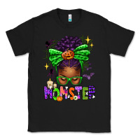 Black Halloween Afro Messy Bun Momster Classic Tee - texasbilliewilder