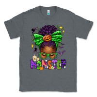 Charcoal Heather Halloween Afro Messy Bun Momster Classic Tee - texasbilliewilder