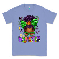 Colony Blue Halloween Afro Messy Bun Momster Classic Tee - texasbilliewilder
