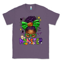 Lavender Halloween Afro Messy Bun Momster Classic Tee - texasbilliewilder