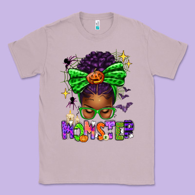 Halloween Afro Messy Bun Momster Classic Tee Designed By Texasbilliewilder