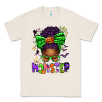 Natural Halloween Afro Messy Bun Momster Classic Tee - texasbilliewilder