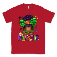 Red Halloween Afro Messy Bun Momster Classic Tee - texasbilliewilder