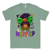 Sage Halloween Afro Messy Bun Momster Classic Tee - texasbilliewilder