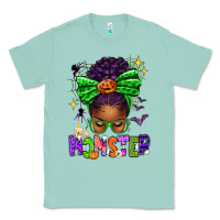 Seafoam Halloween Afro Messy Bun Momster Classic Tee - texasbilliewilder