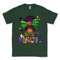 Sports Green Halloween Afro Messy Bun Momster Classic Tee - texasbilliewilder