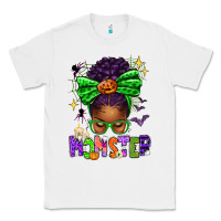 White Halloween Afro Messy Bun Momster Classic Tee - texasbilliewilder