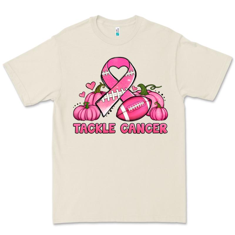 Tackle Cancer Pumpkins Football And Ribbon Breast Cancer Awareness Premium Tee by Jasminsmagicworld | Teevron