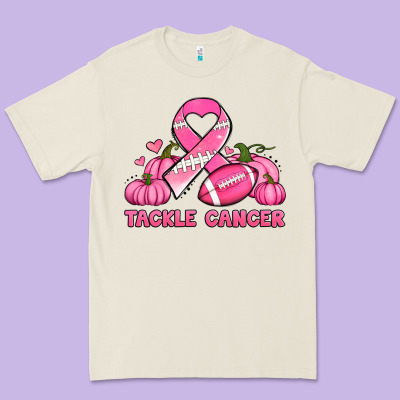 Tackle Cancer Pumpkins Football And Ribbon Breast Cancer Awareness Premium Tee Designed By Jasminsmagicworld
