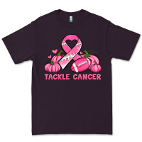 Plum tackle cancer pumpkins football and ribbon breast cancer awareness Premium Tee - Jasminsmagicworld