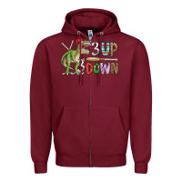 Burgundy 3 up 3 down rex Zipper Hoodie - CowhideDigitalArt