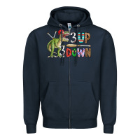 Navy 3 up 3 down rex Zipper Hoodie - CowhideDigitalArt
