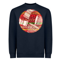Navy african fabric pattern round earrings 2 Heavyweight Sweatshirt - BundleAndBundleShop