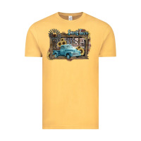 Vintage Mustard Small town USA truck 4th of july Vintage Tee - HowdyJamesFarm