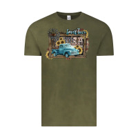 Vintage Olive Small town USA truck 4th of july Vintage Tee - HowdyJamesFarm