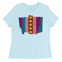 Baby Blue Western Farm Life Sunflower Brush Strokes Ladies Tee - Bettercallsaul