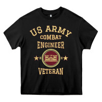Black US Army Combat Engineer Combat Engineer Veteran Gift Heavy Core Tee - minhPixels