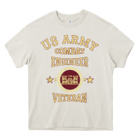 Cream US Army Combat Engineer Combat Engineer Veteran Gift Heavy Core Tee - minhPixels