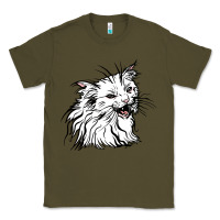 Army Green Drawing Cat Classic Tee - RacoonDesign