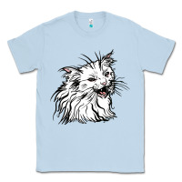 Dusty Blue Drawing Cat Classic Tee - RacoonDesign