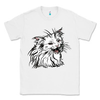 White Drawing Cat Classic Tee - RacoonDesign