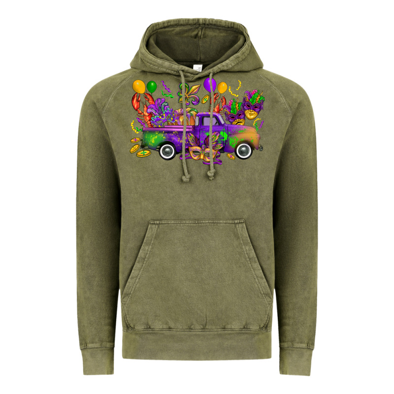 Mardi Gras Truck Vintage Hoodie by CowGirlArtShop | Teevron
