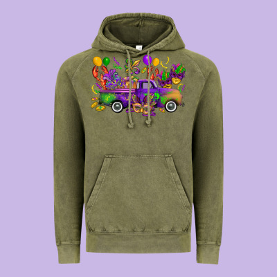 Mardi Gras Truck Vintage Hoodie Designed By Cowgirlartshop