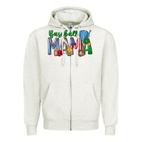 Oatmeal Heather baseball mama Zipper Hoodie - CowhideDigitalArt