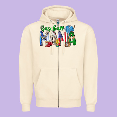 Baseball Mama Zipper Hoodie Designed By Cowhidedigitalart