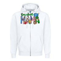 White baseball mama Zipper Hoodie - CowhideDigitalArt