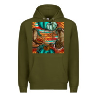Army Green western thanksgiving seamless pattern Premium Hoodie - BundleAndBundleShop