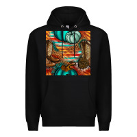 Black western thanksgiving seamless pattern Premium Hoodie - BundleAndBundleShop