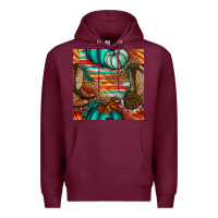 Burgundy western thanksgiving seamless pattern Premium Hoodie - BundleAndBundleShop