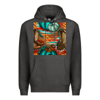 Charcoal Heather western thanksgiving seamless pattern Premium Hoodie - BundleAndBundleShop
