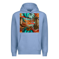 Colony Blue western thanksgiving seamless pattern Premium Hoodie - BundleAndBundleShop