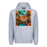 Heather Grey western thanksgiving seamless pattern Premium Hoodie - BundleAndBundleShop