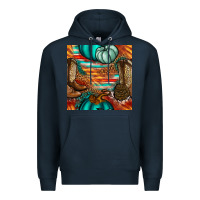 Navy western thanksgiving seamless pattern Premium Hoodie - BundleAndBundleShop