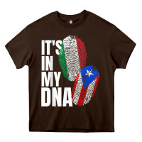 Chocolate Brown Italian And Puerto Rican DNA Mix Flag Heritage Gift Heavy Core Tee - minhPixels