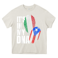 Cream Italian And Puerto Rican DNA Mix Flag Heritage Gift Heavy Core Tee - minhPixels