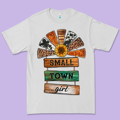 Small Town Girl Western Windmill Wooden Boards Premium Tee Designed By Jasminsmagicworld