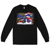 Black Patriotic snowman background 4th of july Long Sleeve Tee - HowdyJamesFarm