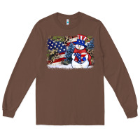 Chestnut Patriotic snowman background 4th of july Long Sleeve Tee - HowdyJamesFarm