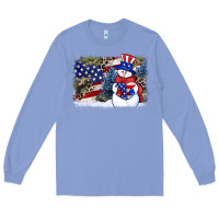 Colony Blue Patriotic snowman background 4th of july Long Sleeve Tee - HowdyJamesFarm
