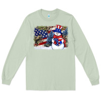 Matcha Patriotic snowman background 4th of july Long Sleeve Tee - HowdyJamesFarm