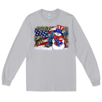 Moon Dust Patriotic snowman background 4th of july Long Sleeve Tee - HowdyJamesFarm