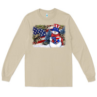 Mushroom Patriotic snowman background 4th of july Long Sleeve Tee - HowdyJamesFarm