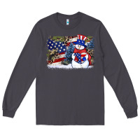 Smoke Patriotic snowman background 4th of july Long Sleeve Tee - HowdyJamesFarm