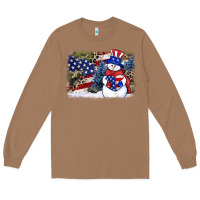 Toasted Coconut Patriotic snowman background 4th of july Long Sleeve Tee - HowdyJamesFarm