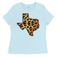 Baby Blue Western Texas Map Leopard Pattern Ladies Tee - Bettercallsaul